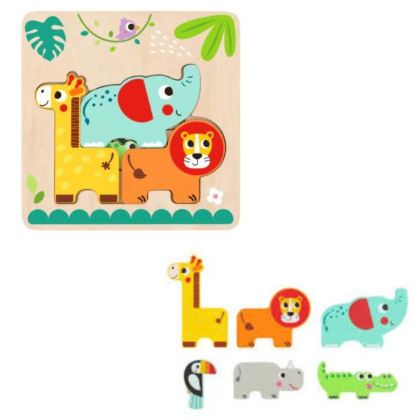 Rompecabezas de Varias Capas de Animales de la Selva 12m+