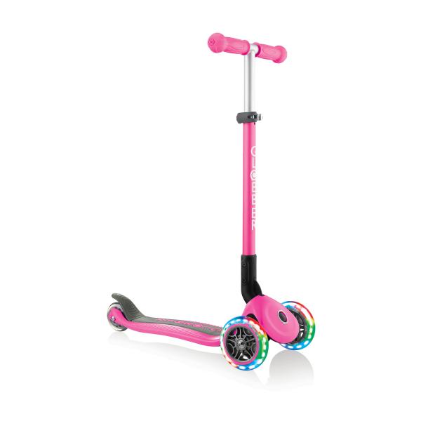 Scooter 3 Ruedas Ajustable Rosado con Luz 3a+ 50Kg Max