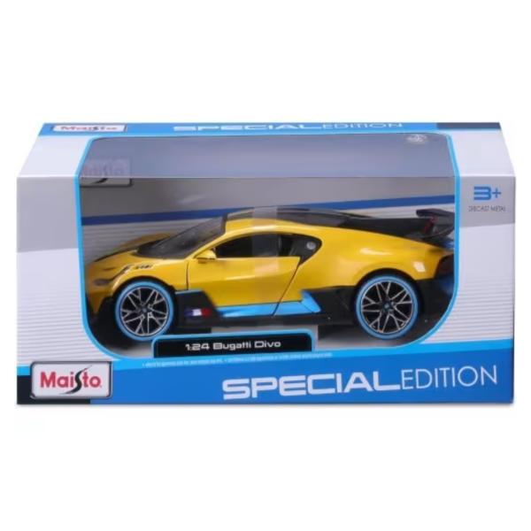 Carro Bugatti Divo Azul Carbón Amarillo Esc:1:24 3a+(064756)