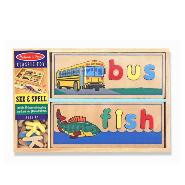 Juego Figuras y Letras de Madera Mira y  Deletrea 4a+(12940)