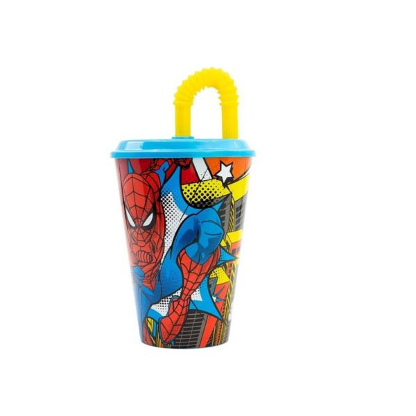 Vaso con Pajilla de Spider-Man 430ml