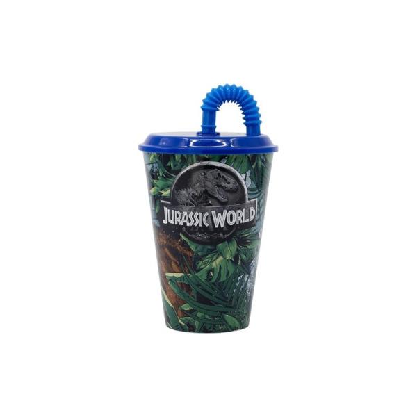 Vaso con Pajilla de Jurassic Wordl 430ml