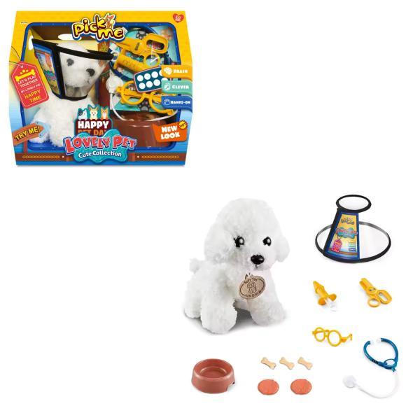 Perro de Peluche con Accesorios Blanco con Café 3a+