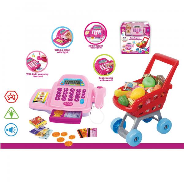 Caja Registradora con Carrito de Compras 30pzs 3a+