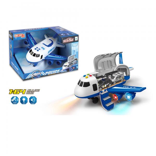 Avión Garaje de Policía con Luz y Sonidos 3a+