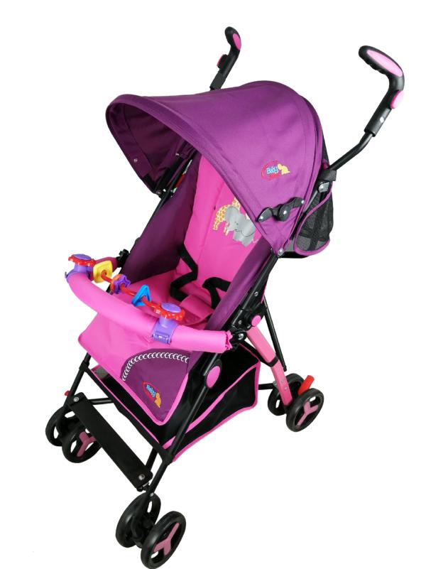 Coche Sombrilla p/Bebé Rosado c/ Morado Est de Animales