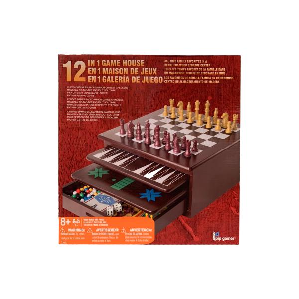 Juego de Mesa en Caja 12en1 Caja de Madera 8a+