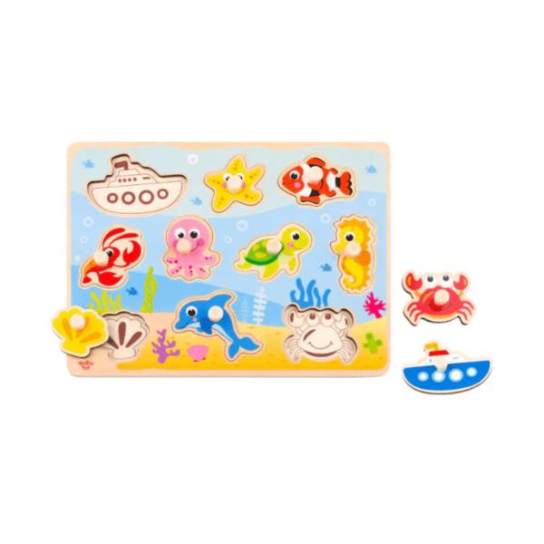 Rompecabezas de Encajar Figuras Marinas 18m+