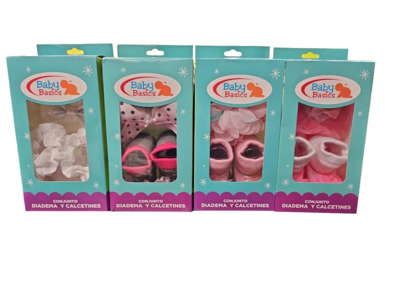 Conjunto de Medias y Diadema para Bebé Rosada Surt/4