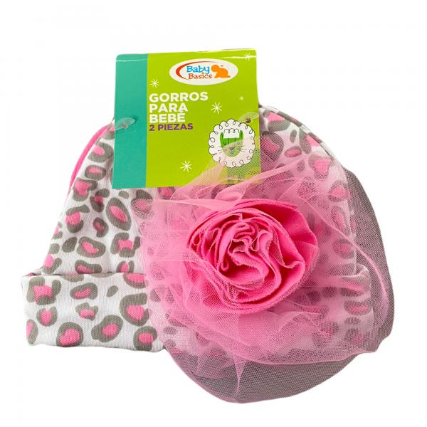 Gorro para Bebé 2pzs Rosado 0m+
