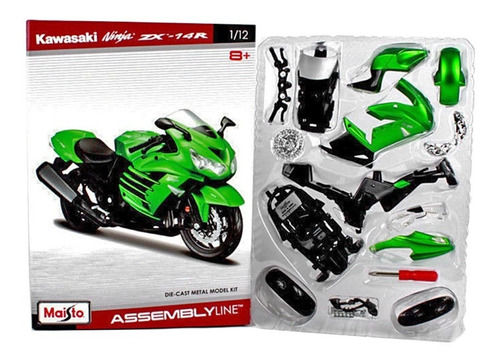 Moto Kawasaki Ninja ZX-14R Verde de Armar Esc: 1:12 8a+