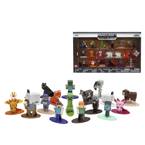 Set de 18 Figuras de Minecraft Caves & Cliffs Metálicas  3a+