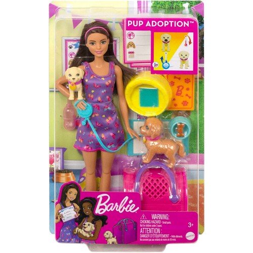Muñeca Barbie Adopcíon de Cachorros 3a+