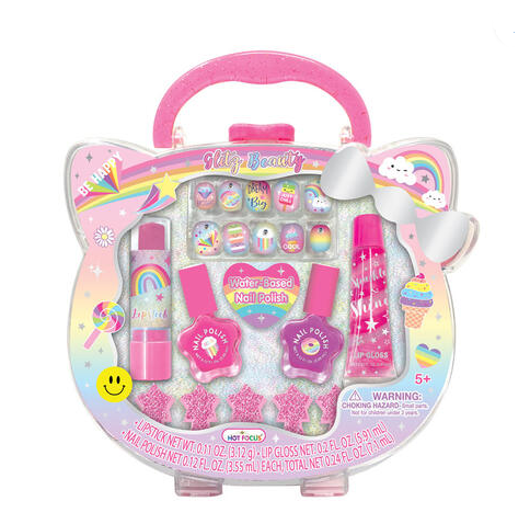 Set de Cosméticos Brillantes Arcoíris  con forma de  Gato  8+