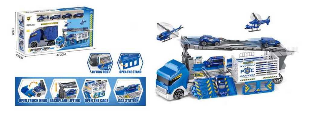 Trailer Transportador con 4 Vehículos de Policia 3a+