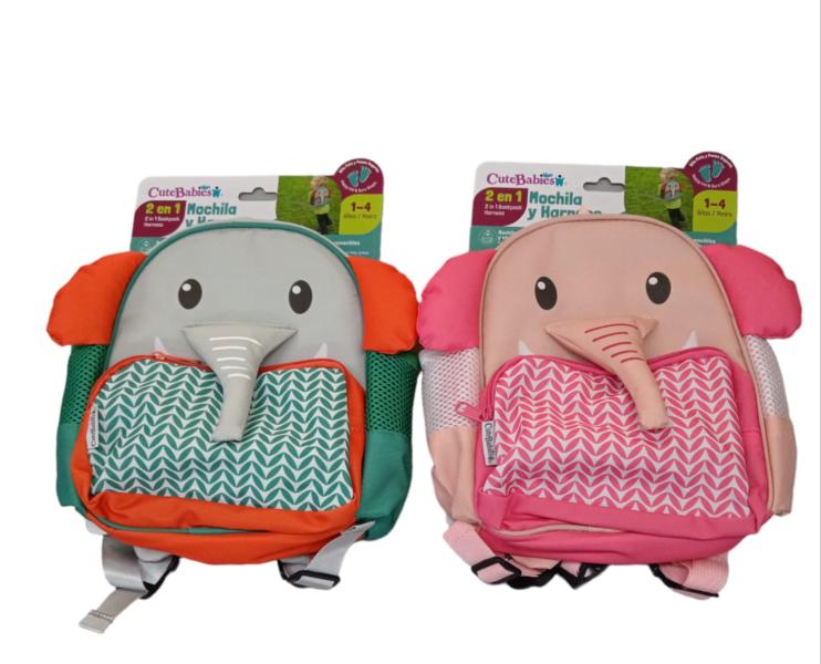 Mochila y Harness 2en1 Figura de Elefante.Surt/2 1-4 Años