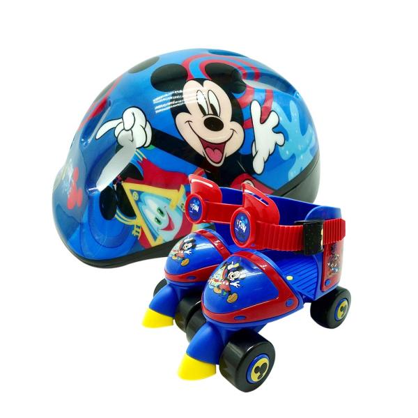 Patines de 4 Ruedas C/ Casco de Mickey para Principiantes T27-30 3a+