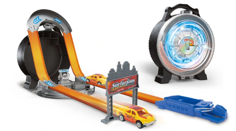 Pista de Carros Cabeza de Serpiente Giro 360° Portátil c/Luz 3a+