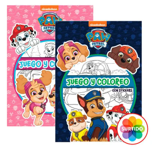 Libro de Paw Patrol Juego y Coloreo C/ Stickers Displ/24 Surt/2 3a+