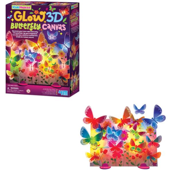 Kidz Maker Lienzo con Mariposas 3D y Iluminan 5a+
