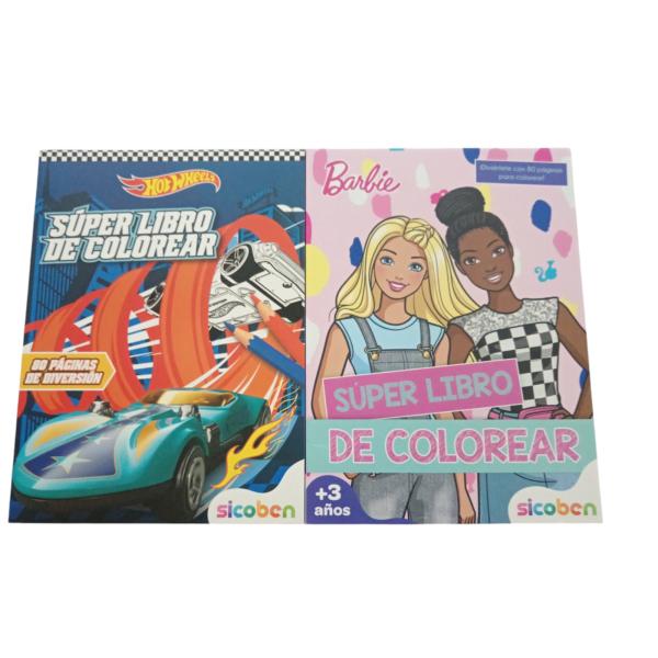 Libro Súper de Colorear Barbie y Hot Wheels Surt/2
