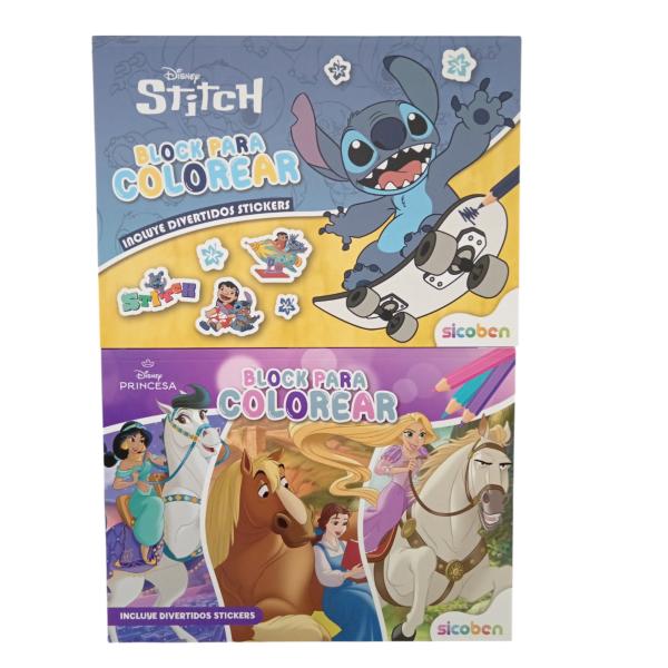 Libro para Colorear Disney Princesas y Stitch C/ Stickers Surt/2