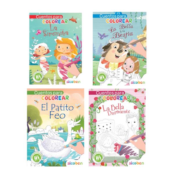Libro de Cuentos para Colorear Displ/24 Surt/4