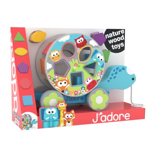 Tortuga de Madera de Jalar con Figuras para Encajar 1a+