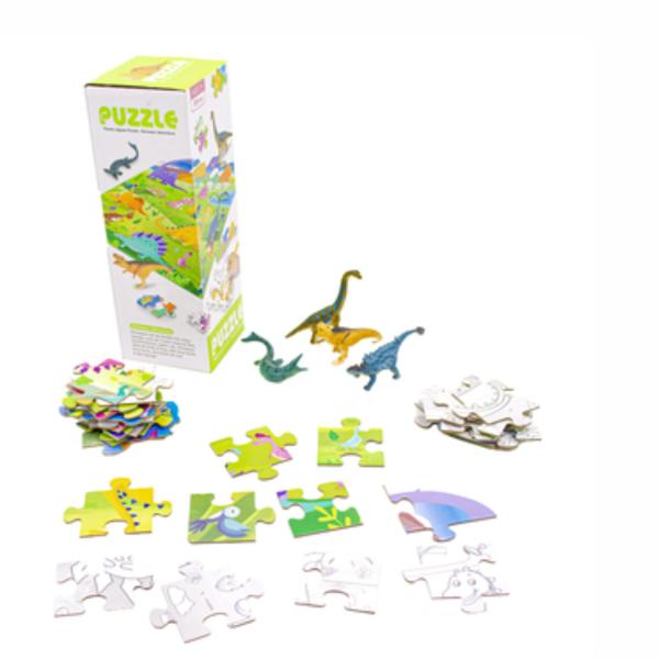 Rompecabezas de Dinosaurios para colorear y figuras 56Pzs 3a+