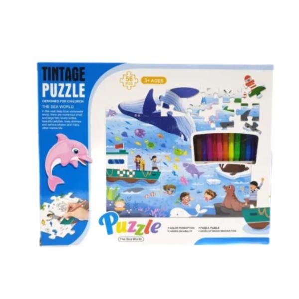 Rompecabezas para Colorear del Oceano 56Pzs 3a+