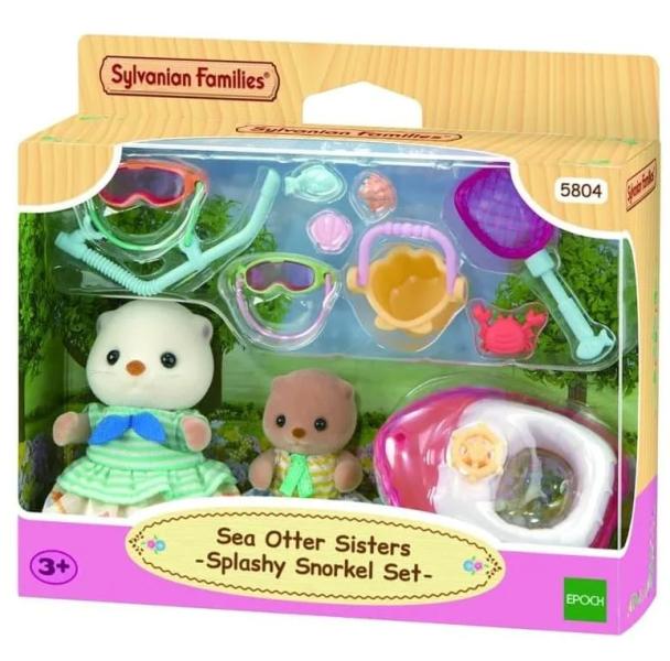 Familia Sylvanian Hermanas Nutria Marina con Set Snorkel Splashy 3a+