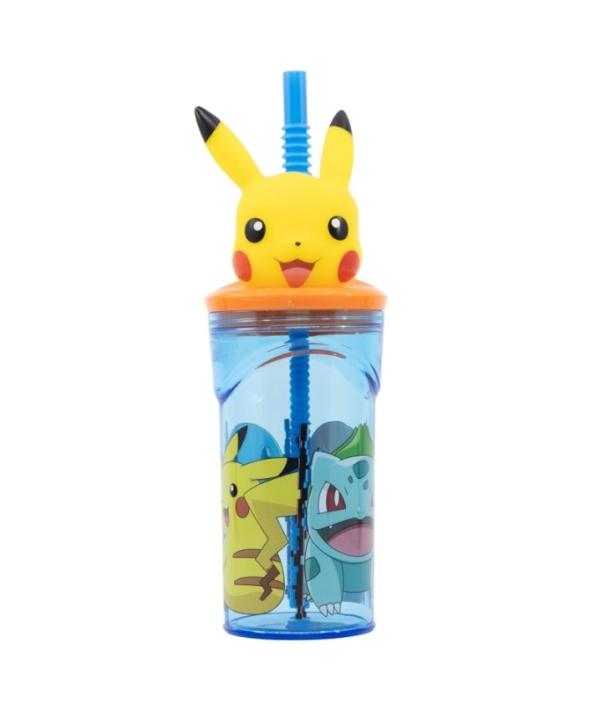 Vaso con Tapa 3D de Pokémon Pikachu 360ml