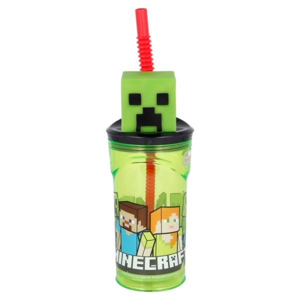 Vaso con Tapa 3D Pajilla de MiniCraft 360ml