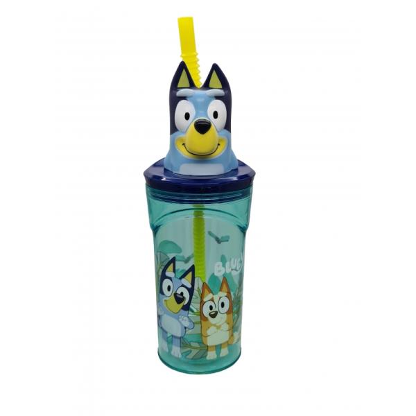 Vaso con Tapa 3D Pajilla de Bluey 360ml