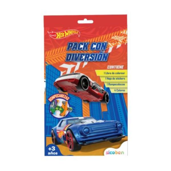 Libro para Colorear con Rompecabezas colección Piezas y Colores de Hot Wheels 3a+