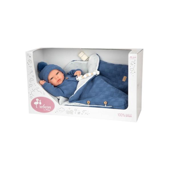 Bebé Reborn Arias 40cm Alberto C/Saco Dormir Azul 6a+