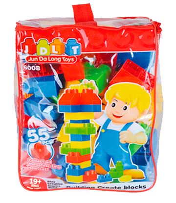 Bolsa Roja-Rosada con Bloques 55 pzs Surt/2 1a+(424295)