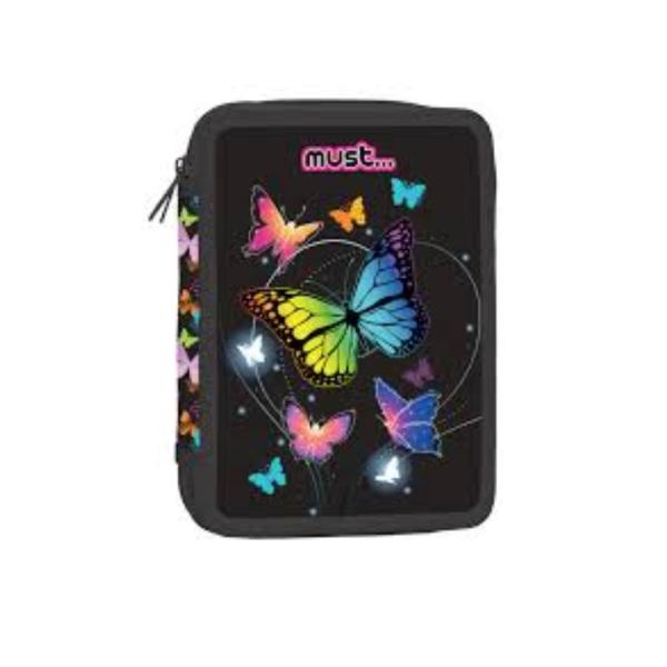 Cartuchera con Lápices, Must 15X5X21 cm Mariposas