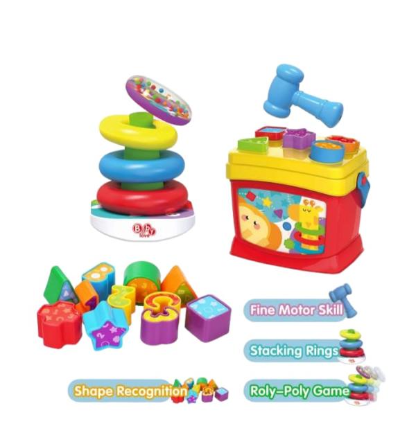 Juego de Torre Apilable y Cubo de Encajar 12m+