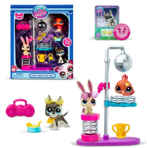 Mascotas Littlest Set/3 con Set de Noche de Disco 4a+