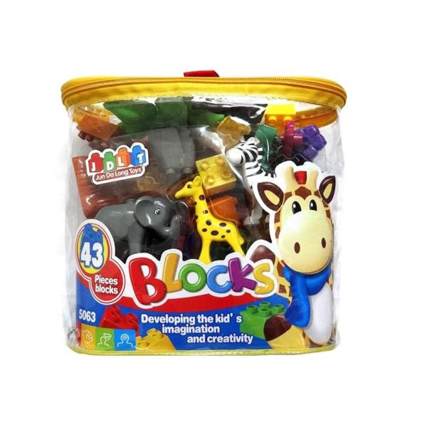 Bolsa de Bloques de Animales de la Selva 43Pzs 3a+