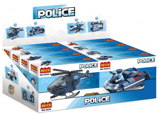 [CO3036] Vehículos de Policía 2en1 Combinables Display/8 Surt/8 6a+