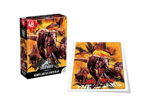 [PIJCA3116T] Rompecabezas Lenticular con Imagen 3D de Jurassic World 48Pzs 6a+