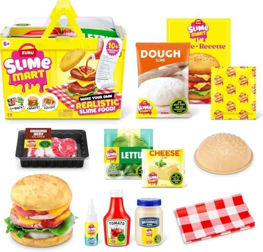[ZU15905A] Slime Cesta de Compras Pequeñas de Hamburguesas 4 Pzs 7a+