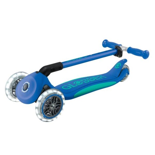 [GL4396003] Scooter 3 Ruedas Ajustable Azul con Verde con Luz 3a+ 50Kg Max