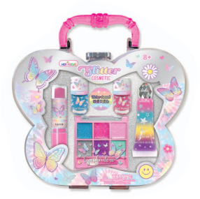 [HF068TB] Estuche Cosméticos Brillantes Mariposas 8a+