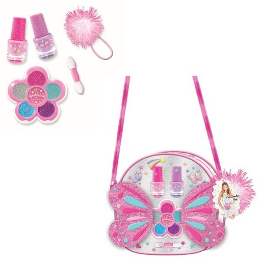 [HF742TB] Bolso con Cosmeticos de Mariposas 8a+