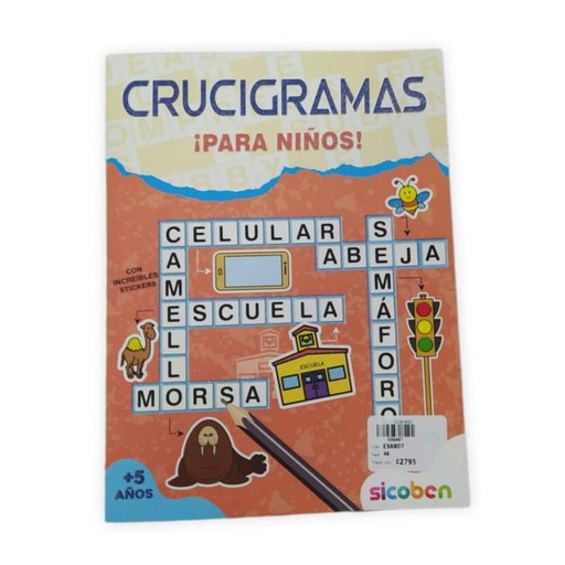 [ES6807] Libros Mega Ments Crucigramas para Niños Surt/2 5a+(726814)