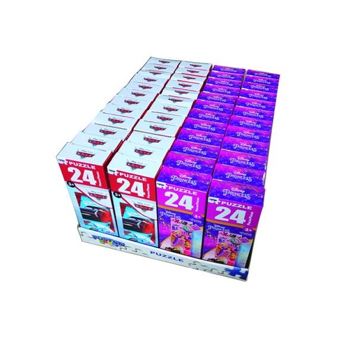 [PI11136D] Rompecabezas en Torre 24Pzs Princesas & Cars Displ/48  3a+