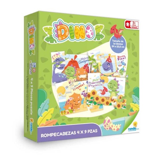 [RN12443] Rompecabezas  Dinosaurios Set/4 de 9 Pzs 3a+